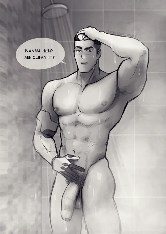Image nipples,1boy,male,nude,penis,big_penis,muscular,muscular_male,male_only,yaoi,balls,text,completely_nude,wet,pubic_hair,bara,male_nipples,monochrome,big_balls,completely_nude_male,male_pubic_hair,dialogue,english_text,scar,daddy,masculine_male,mature_male,takashi_shirogane,voltron,voltron:_legendary_defender,spacebaddy