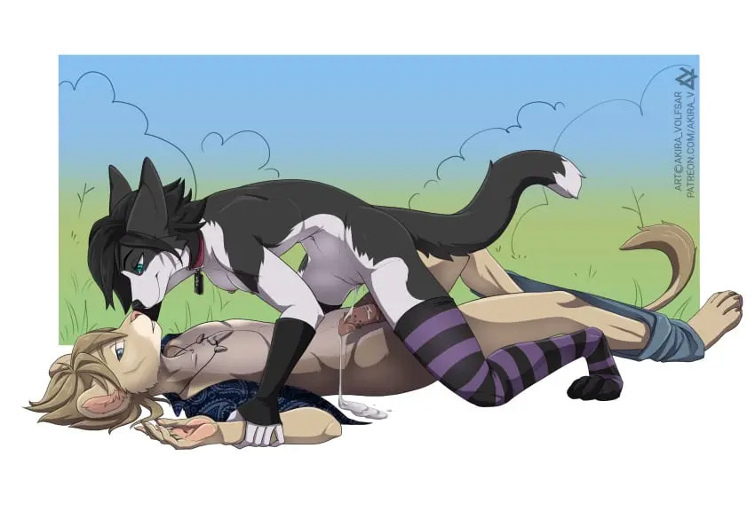 Image breasts,clothing,female,hi_res,nipples,simple_background,black_hair,blue_eyes,cum,gloves,male,navel,nude,penis,pussy,tail,choker,lying,on_back,duo,kneeling,feet,artist_name,jewelry,hair,male/female,anthro,nude_female,nude_male,text,blonde_hair,medium_breasts,necklace,after_sex,genital_fluids,2022,public,female_on_top,bodily_fluids,canid,canine,canis,domestic_dog,fur,genitals,mammal,multicolored_body,multicolored_fur,two_tone_body,two_tone_fur,claws,toe_claws,looking_at_another,dominant,submissive_male,english_text,submissive,5_fingers,legwear,thigh_highs,biped,fingerless_gloves,fingers,dominant_female,toes,animal_genitalia,animal_penis,handwear,felid,url,lion,pantherine,pinned,4_toes,feline_genitalia,feline_penis,ears_back,pivoted_ears,akira_volfsar,leo_drago_(vendetto),on_top,public_nudity,toeless_legwear,toeless_stockings,thigh_highs_only,shoeless,pinned_to_ground,chelsea_chamberlain