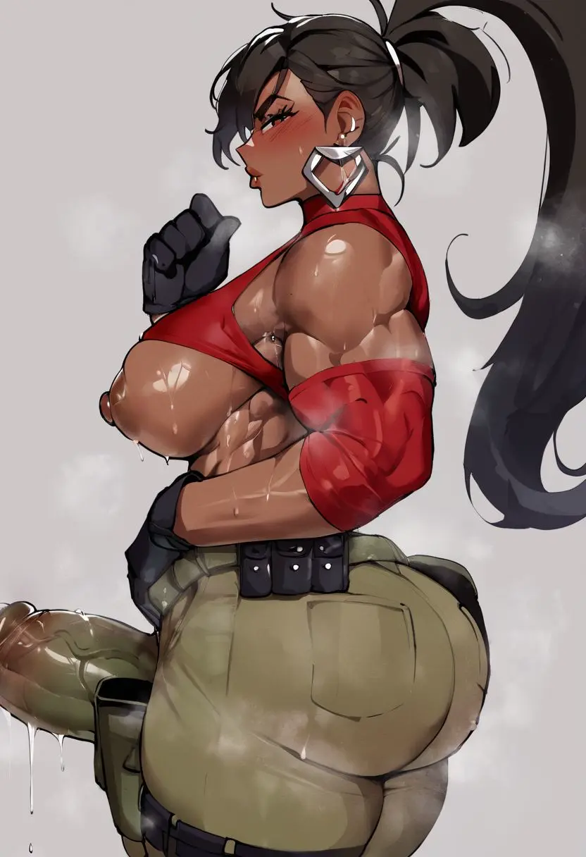 Image brown_eyes,female,mostly_clothed,black_hair,penis,earrings,1futa,futanari,intersex,ponytail,dark_skin,muscular,ai_generated,tagme,erection_under_clothes,dark-skinned_futa,abs,erect_nipples,cartoon_network,muscular_futa,ripped_clothing,roughtriumph,ben_10,ben_10_omniverse,kai_green