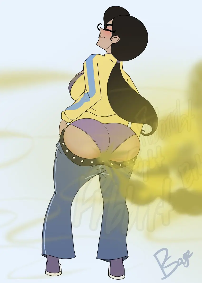 Image clothed,female,female_only,black_hair,panties,underwear,big_ass,big_butt,wide_hips,watermark,tagme,ass_focus,back_view,jeans,onomatopoeia,brown_skin,fart,fart_cloud,fart_fetish,purple_panties,yellow_shirt,straining,aviva,aviva_corcovado,pbskids,thepervysage,wild_kratts