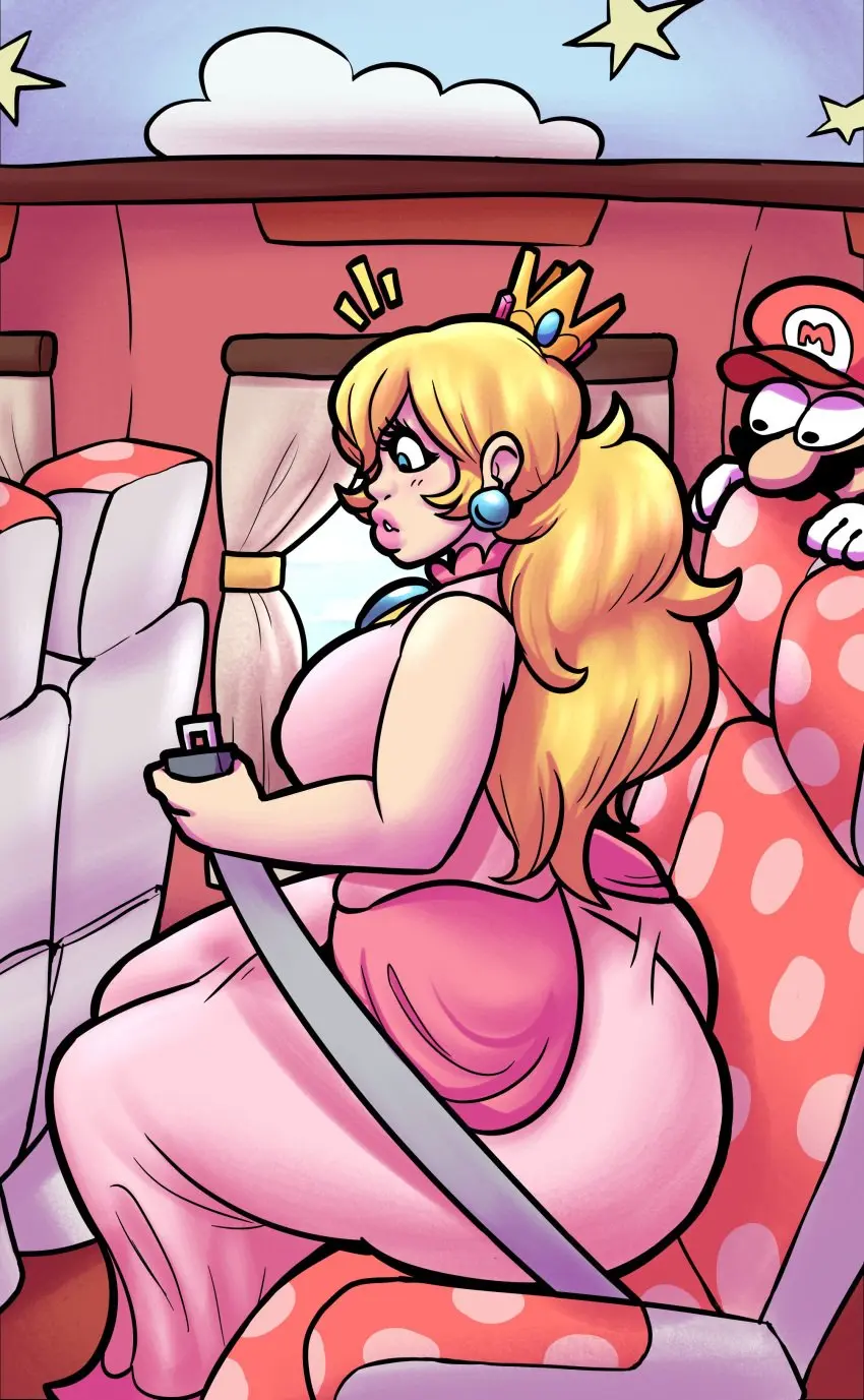 Image 1girls,breasts,clothing,female,1boy,male,ass,big_ass,female_focus,huge_ass,thighs,massive_ass,fat_ass,blonde_hair,lips,indoors,mario_(series),looking_at_another,princess,princess_peach,meme,meme_reference,pawg,royalty,oblivious,blonde,clueless,mario,super_mario_sunshine,ass_awe,inconvenient_ass,awooga,lard_ass,airplane_interior,crawdadblues,seatbelt