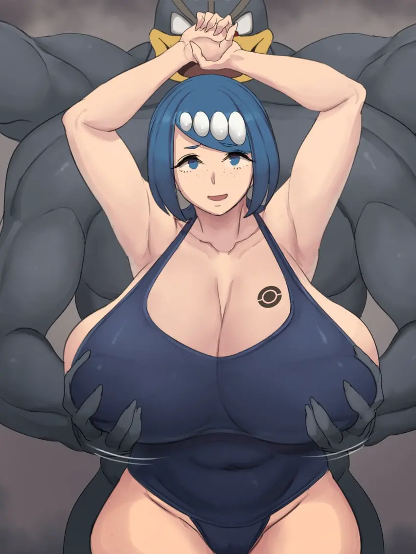 Image 1girls,breasts,female,hi_res,human,light-skinned_female,light_skin,long_hair,blue_eyes,blue_hair,male,pokemon,pokemon_(species),thick_thighs,thighs,voluptuous,dark-skinned_male,dark_skin,milf,wide_hips,male/female,huge_breasts,massive_breasts,mature_female,nintendo,alternate_breast_size,breast_grab,mother,interspecies,groping,naughty_face,pokemon_sm,game_freak,grey_skin,venus_body,lana's_mother_(pokemon),human_female,pokephilia,multi_arm,multi_limb,4_arms,male_pokemon/female_human,machamp,metal_owl,1pokemon,champed