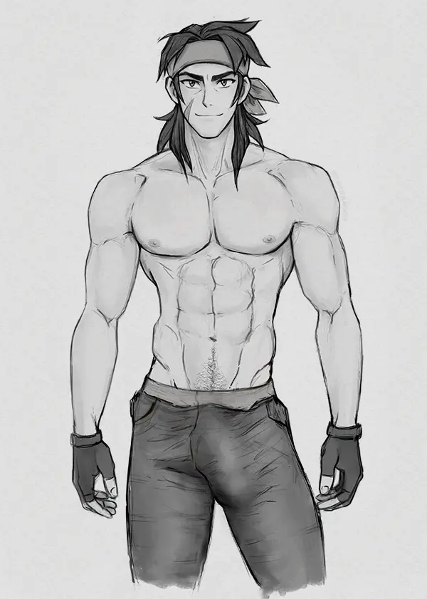 Image clothing,looking_at_viewer,nipples,solo,1boy,male,muscular,muscular_male,male_only,yaoi,pubic_hair,bara,bulge,erection_under_clothes,male_nipples,penis_outline,monochrome,male_pubic_hair,tight_clothing,big_bulge,masculine_male,mature_male,voltron,voltron:_legendary_defender,spacebaddy,keith_kogane