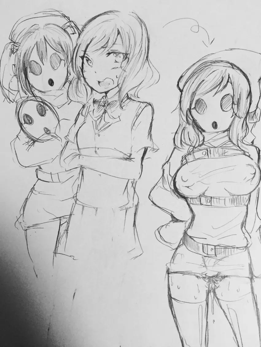 Image female,absurdres,short_hair,thighhighs,pussy_juice,school_uniform,mario_(series),nintendo,pubic_hair,monochrome,love_live!,sketch,erect_nipples,femsub,transformation,before_and_after,mask,traditional_media_(artwork),corruption,shy_gal,love_live!_school_idol_project,shygalization,punitofu,nishikino_maki,yazawa_nico