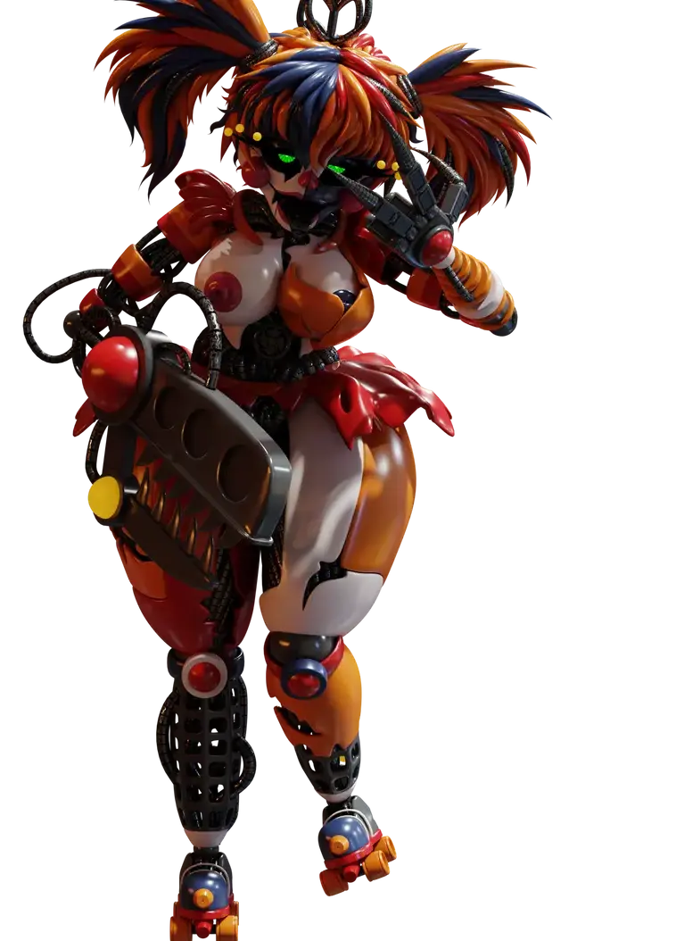 Image big_breasts,breasts,female,shiny_skin,solo,multicolored_hair,green_eyes,curvy,curvy_figure,3d,twintails,glowing_eyes,claws,metallic_body,robot_girl,five_nights_at_freddy's,animatronic,clown_girl,clown_nose,sharp_fingers,animatronic_female,red_skirt,possessed,freddy_fazbear's_pizzeria_simulator,ultimate_custom_night,haunted,claw_arm,scrap_baby,scrap_baby_(cosmic_trance),scrap_baby_(fnaf)