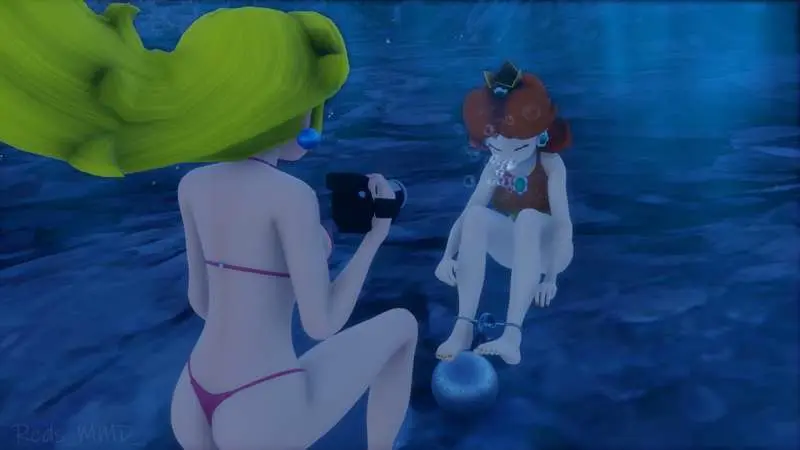 Image breasts,female,bikini,mario_(series),princess_daisy,princess_peach,handcuffed,underwater,drowning,redsmmd