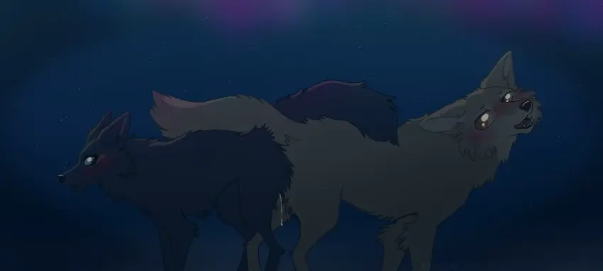 Image blush,female,hi_res,blue_eyes,cum,cum_drip,male,yellow_eyes,duo,male/female,tan_body,absurd_res,night,genital_fluids,bodily_fluids,canid,canine,canis,fur,mammal,wolf,black_body,dripping,tan_fur,feral,black_fur,cloudcoyote,blue_(wolf's_rain),drip_effect,hige_(wolf's_rain),wolf's_rain