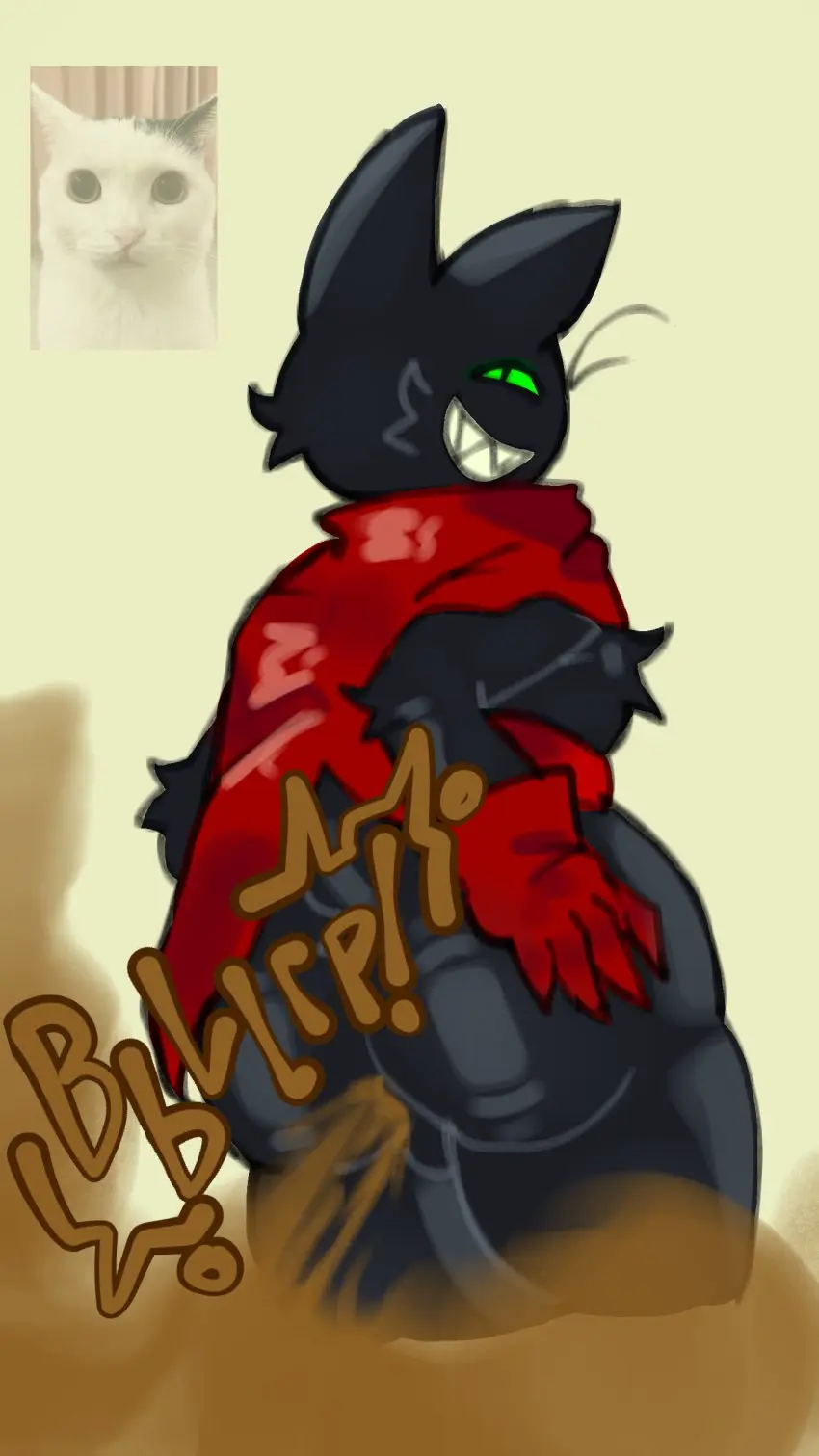 Image clothing,male,tail,ass,big_ass,big_butt,balls,black_body,feline,felid,domestic_cat,black_fur,cartoon_network,fart,fart_cloud,fart_fetish,mao_mao:_heroes_of_pure_heart,sheriff_mao_mao_mao,irougaki,male_fart