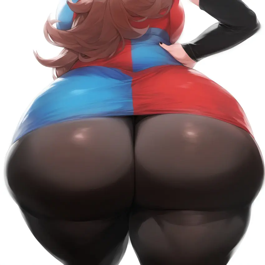 Image female,ass,big_ass,big_butt,bubble_butt,huge_ass,thick_thighs,wide_hips,ai_generated,from_behind,dragon_ball,nai_diffusion,tight_clothing,android_21,android_21_(human),dragon_ball_fighterz,novelai,black_leggings