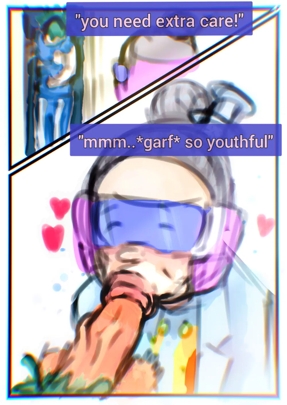 Image female,hair_ornament,male,penis,big_penis,fellatio,male/female,my_hero_academia,lips,blowjob,green_hair,boku_no_hero_academia,izuku_midoriya,hair_bun,older_female,younger_male,big_lips,gilf,nurse,randomart,chiyo_shuzenji,recovery_girl