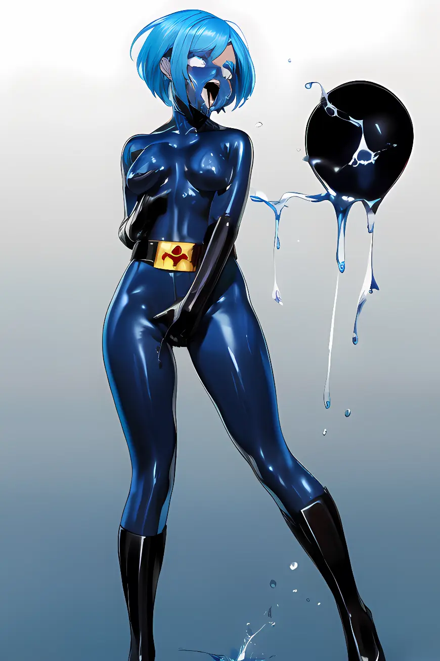 Image 1girls,female,female_only,solo,ai_generated,ahe_gao,latex,bodysuit,tomboy,melting,corruption,zofa_soldier