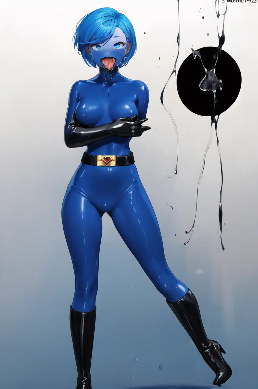 Image female,female_only,ai_generated,ahe_gao,latex,bodysuit,tomboy,corruption,zofa_soldier