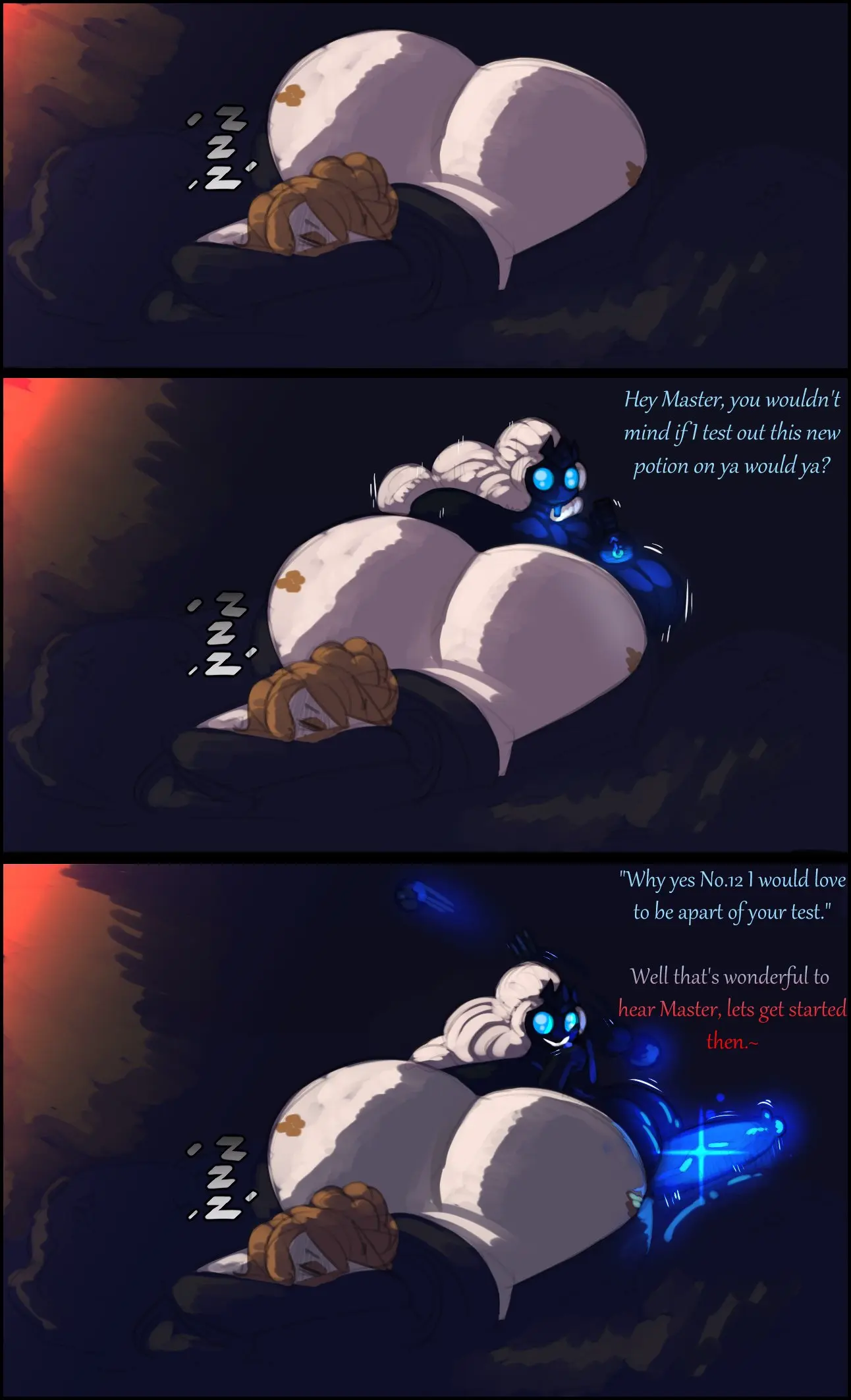 Image 1girls,female,1boy,blue_eyes,male,nude,penis,ass,big_ass,big_penis,bottom_heavy,huge_ass,thick_thighs,voluptuous,wide_hips,femboy,huge_cock,fat_ass,nude_male,text,original,original_character,glowing_eyes,2022,dialogue,english_text,oc,large_penis,large_ass,blue_penis,sleeping,imminent_sex,gigantic_ass,dat_ass,talking_to_partner,somnophilia,glowing_penis,zzz,sleeping_nude,dongwongtang,midas_(dongwongtang),no.12_(dongwongtang)