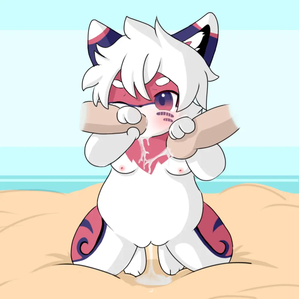 Image breasts,female,solo,cum,cum_in_mouth,oral,penis,pussy,sex,fellatio,kneeling,anthro,cum_inside,one_eye_closed,bed,genital_fluids,bodily_fluids,fur,genitals,multicolored_body,multicolored_fur,white_body,penile,furniture,1:1,white_fur,pink_body,vaginal_fluids,pink_fur,xinpero