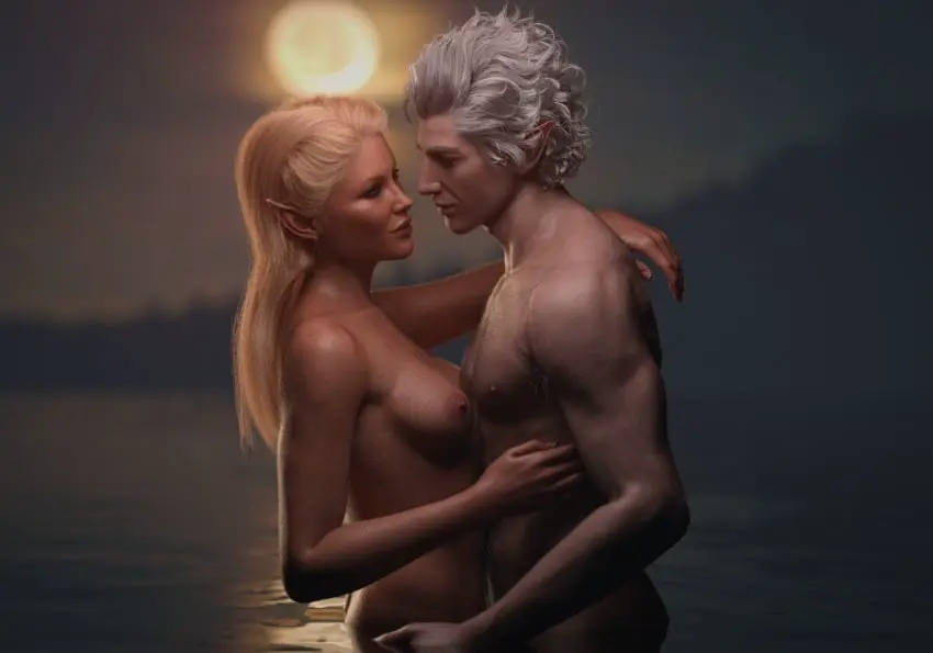 Image female,white_hair,male,nude,straight,female_focus,male/female,nude_female,nude_male,blonde_hair,naked,elf,3d,moon,vampire,romantic,romantic_couple,3d_(artwork),elf_ears,elf_female,elf_girl,eye_contact,naked_female,3d_model,commission,naked_male,moonlight,baldur's_gate_3,tav_(baldur's_gate),baldur's_gate,commission_art,looking_at_each_other,elf_male,romantic_ambiance,in_love,elves,astarion,vampire_elf,romance,intimacy,mahtsazizi,romantic_night