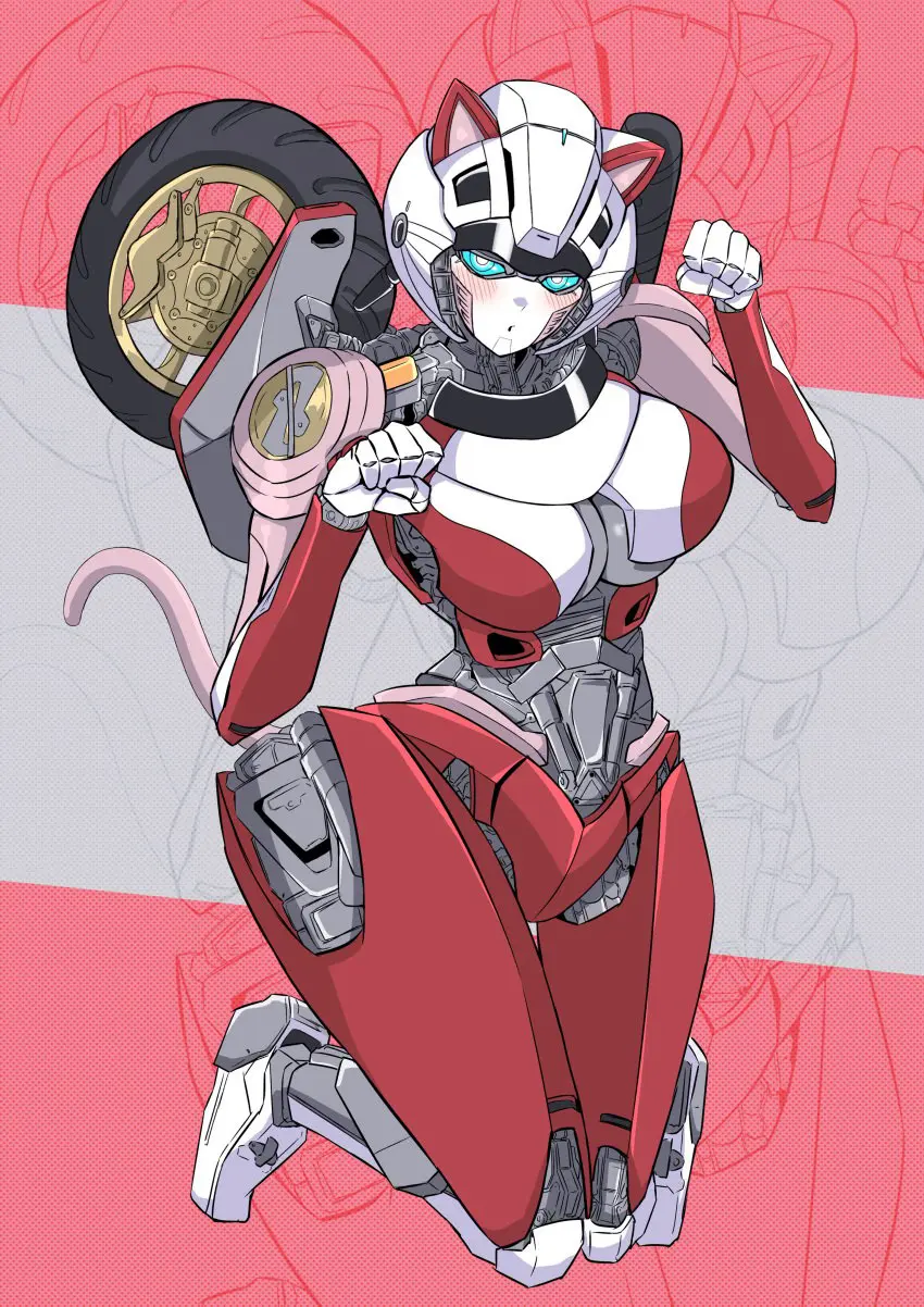 Image 1girls,big_breasts,blush,breasts,female,female_only,solo,blue_eyes,boobs,thick_thighs,kneeling,cat_ears,catgirl,cat_tail,hourglass_figure,on_knees,blush_lines,big_boobs,blushing,robot,robot_girl,robot_humanoid,autobot,female_autobots,transformers,cybertronian,robot_female,cat,arcee,arcee_(rotb),transformers_rise_of_the_beasts,konro_yoyogei,robot_catgirl