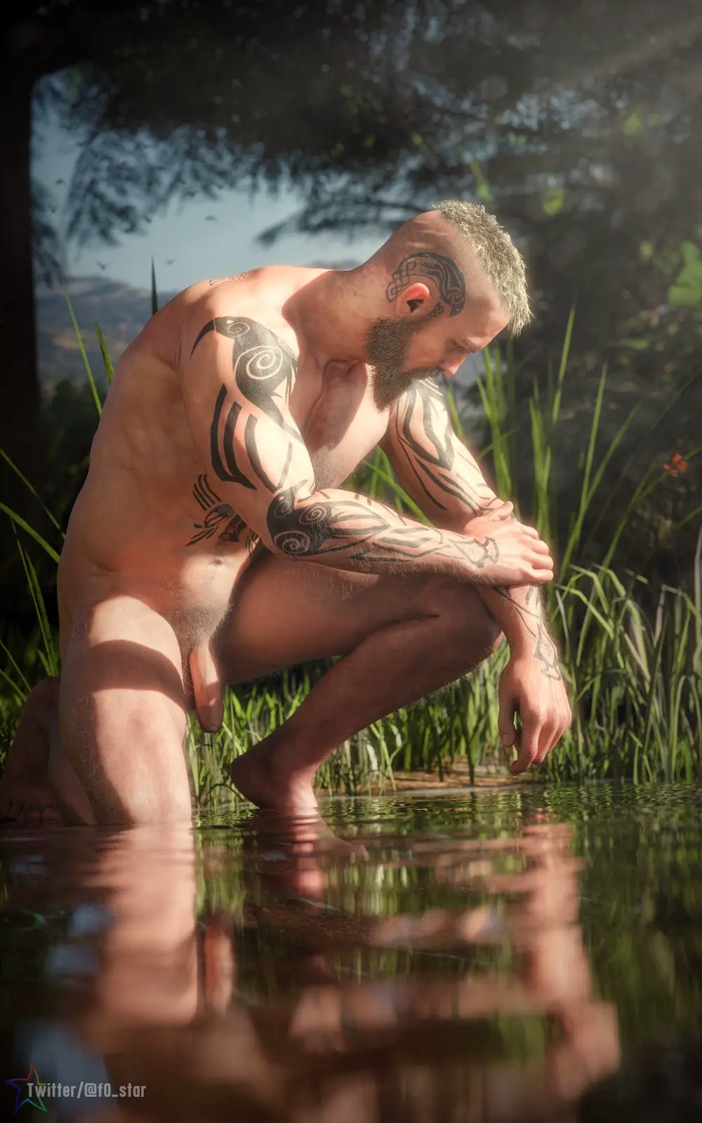 Image light_skin,solo,1boy,male,penis,male_only,light-skinned_male,blonde_hair,pubic_hair,3d,outdoors,3d_(artwork),foreskin,uncircumcised,uncut,3d_model,male_focus,bathing,viking,outdoor_nudity,nonsexual_nudity,uncircumcised_penis,assassin's_creed_(series),1human,ubisoft,nonsexual,eivor_varinsson,f0-star,tattooed_male