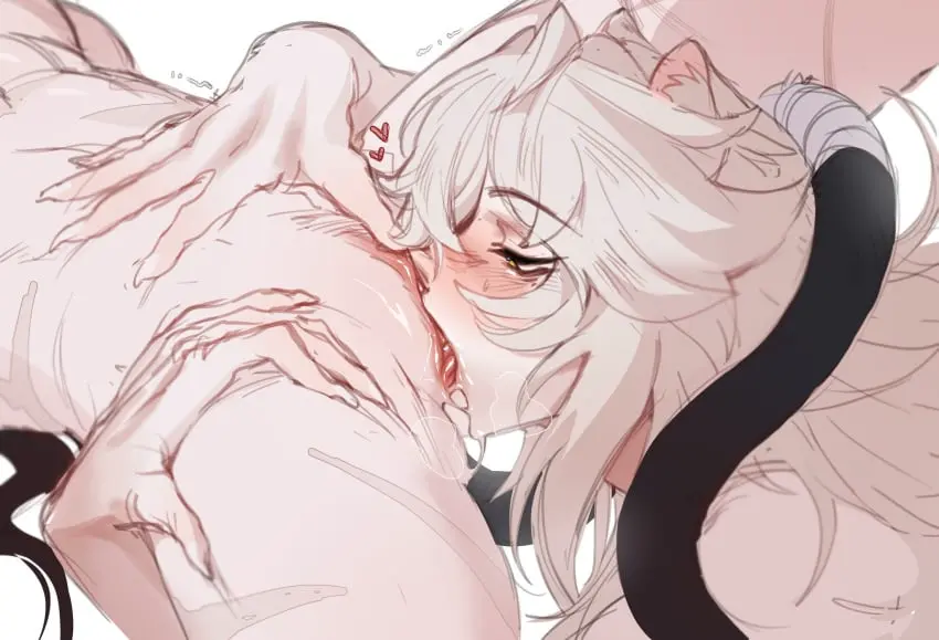 Image blush,white_hair,black_hair,male,yellow_eyes,intersex,cat_ears,male/male,cat_tail,licking_lips,cuntboy,lion_ears,cuntboy_focus,honkai:_star_rail,honkai_(series),licking_pussy,eating_pussy,cuntboy/male,eating_out,blade_(honkai:_star_rail),male/cuntboy,cuntboysub,ilewdha,jing_yuan