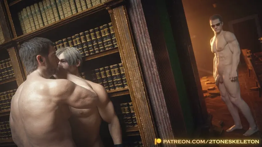 Image male,nude,penis,male_only,yaoi,nude_male,naked,censored,gay,censored_penis,3d,3d_(artwork),3d_model,naked_male,capcom,resident_evil,resident_evil_2,resident_evil_2_remake,leon_scott_kennedy,resident_evil_4,resident_evil_4_remake,pixelated,resident_evil_8:_village,chris_redfield,albert_wesker,male/male/male,2toneskeleton,pixelated_penis,shhhh_quiet,trying_to_be_quiet