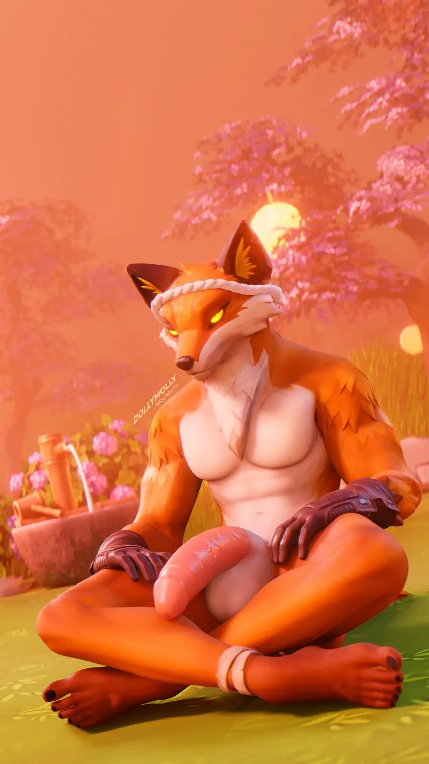 Image clothing,hi_res,solo,gloves,male,penis,yellow_eyes,big_penis,muscular,feet,accessory,headband,balls,anthro,fortnite,sitting,absurd_res,looking_down,canid,canine,fur,genitals,mammal,multicolored_body,pecs,orange_body,outside,tree,abs,fox,plant,handwear,orange_fur,white_fur,epic_games,4k,sunset,9:16,crossed_legs,fennix_(fortnite),dollymolly323