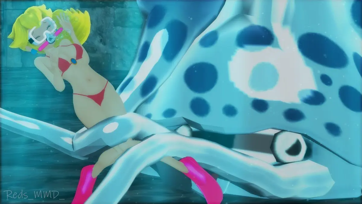 Image breasts,female,mario_(series),princess_peach,underwater,drowning,super_mario_sunshine,blooper,gooper_blooper,air_bubbles,scuba,redsmmd