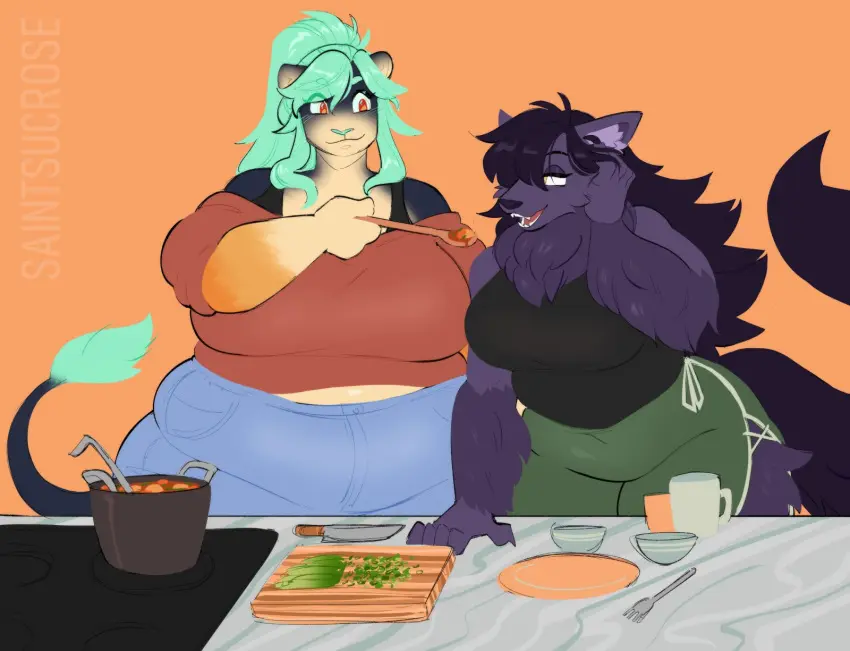 Image big_breasts, breasts, female, 2girls, furry, thick_thighs, wide_hips, tagme, wholesome, saintsucrose