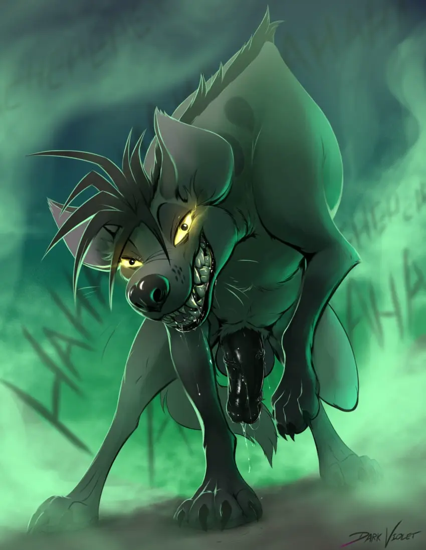Image female,hi_res,looking_at_viewer,smile,solo,black_hair,male,yellow_eyes,disney,male_only,grin,teeth,drooling,hair,lips,saliva,glowing_eyes,sharp_teeth,bodily_fluids,fur,genitals,grey_body,grey_fur,mammal,claws,front_view,animal_genitalia,feral,black_lips,glowing,feral_only,whiskers,hyena,the_lion_king,pseudo-penis,shenzi,laugh,dark_violet,pseudo_balls