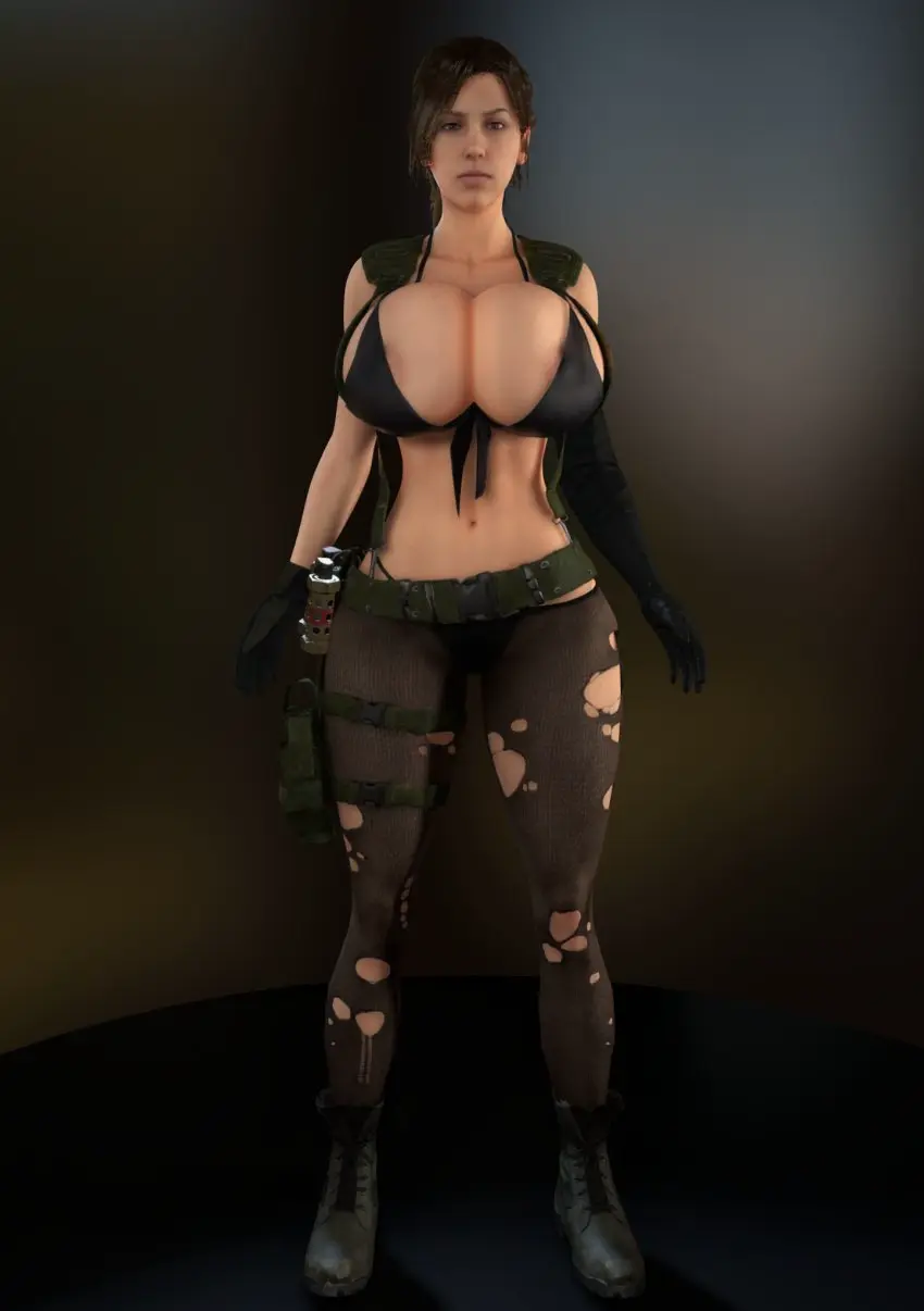 Image 1girls,breasts,female,female_only,human,solo,standing,gloves,thighs,areolae,bare_midriff,midriff,solo_female,huge_breasts,breasts_bigger_than_head,3d,hourglass_figure,alternate_breast_size,3d_(artwork),bikini_top,belt,torn_clothes,front_view,full_body,thigh_strap,boots,armwear,areola_slip,pantyhose,torn_pantyhose,ripped_legwear,thigh_holster,human_female,black_bikini_top,panties_under_pantyhose,torn_legwear,thigh_pouch,black_boots,areolae_slip,metal_gear,metal_gear_solid,metal_gear_solid_v,vaako,ripped_pantyhose,thigh_straps,quiet_(metal_gear),elbow_glove,3d_background,asymmetrical_gloves,hiking_boots