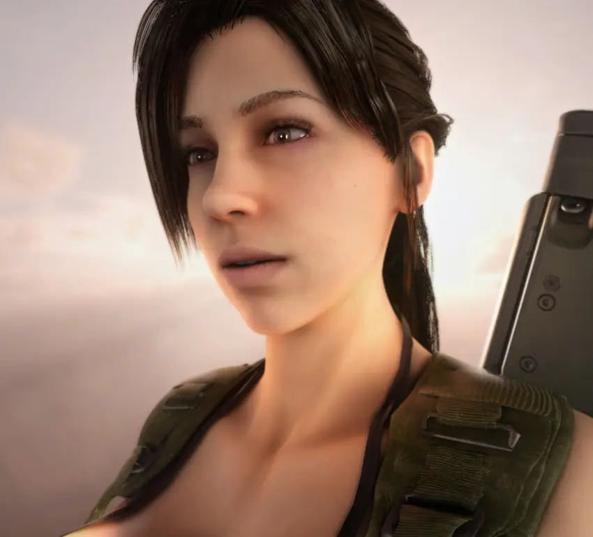 Image 1girls,brown_eyes,female,female_only,human,solo,solo_female,brown_hair,3d,upper_body,3d_(artwork),brunette,human_female,metal_gear,metal_gear_solid,metal_gear_solid_v,vaako,quiet_(metal_gear)