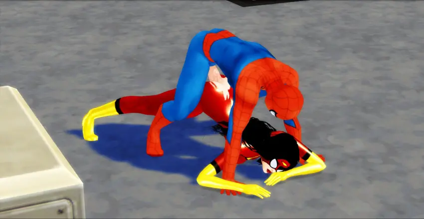 Image female,doggy_style,marvel,marvel_comics,peter_parker,spider-man,spider-man_(series),ripped_clothing,pof3445,the_sims_4,sims4,jessica_drew,spider-woman,spider-woman_(jessica_drew)
