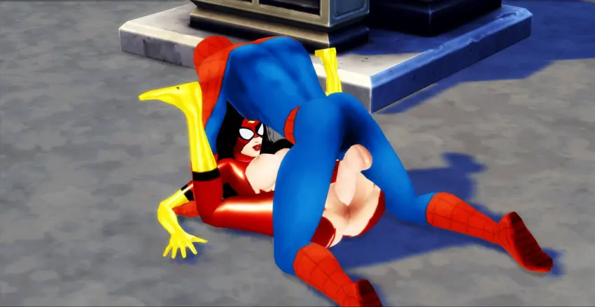 Image female,mating_press,marvel,marvel_comics,peter_parker,spider-man,spider-man_(series),ripped_clothing,pof3445,the_sims_4,sims4,jessica_drew,spider-woman,spider-woman_(jessica_drew)