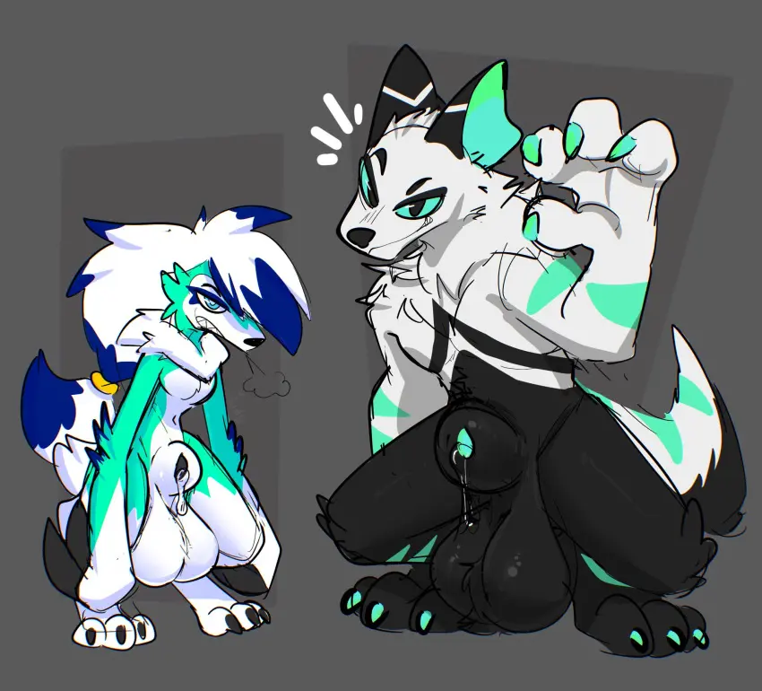 Image hi_res,simple_background,smile,male,pokemon,pokemon_(species),duo,accessory,hair_accessory,balls,anthro,mythology,half-closed_eyes,nintendo,smug,big_balls,genital_fluids,bodily_fluids,canid,canine,fur,genitals,mammal,precum,claws,black_body,narrowed_eyes,huge_balls,precum_drip,precum_string,white_body,green_body,grey_background,dripping,smirk,breath,animal_genitalia,sheath,tuft,mythological_canine,mythological_creature,were,werecanid,werecanine,werewolf,white_fur,black_fur,highlights_(coloring),smug_face,generation_7_pokemon,smug_grin,neck_tuft,green_fur,facial_tuft,cheek_tuft,green_sclera,lycanroc,fully_sheathed,xing1,blue_highlights,long_claws,hair_ring