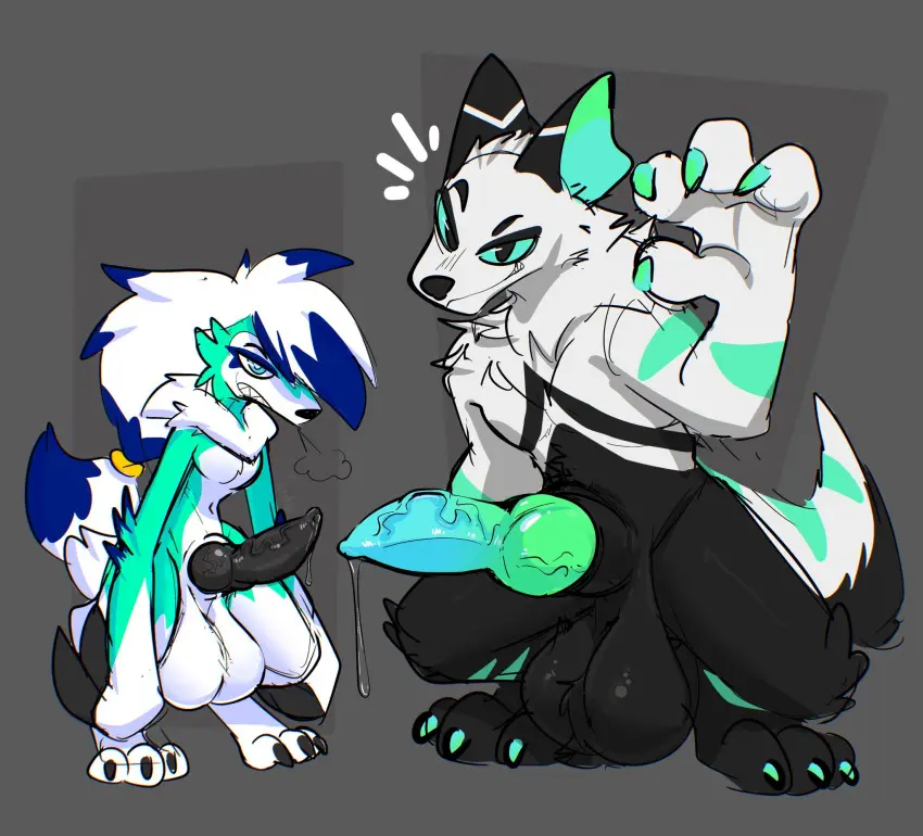 Image hi_res,simple_background,smile,male,penis,pokemon,pokemon_(species),duo,erection,accessory,hair_accessory,balls,anthro,veiny_penis,mythology,half-closed_eyes,nintendo,smug,big_balls,genital_fluids,bodily_fluids,canid,canine,fur,genitals,mammal,precum,claws,black_body,narrowed_eyes,huge_balls,precum_drip,precum_string,white_body,green_body,grey_background,dripping,smirk,breath,vein,animal_genitalia,animal_penis,canine_genitalia,canine_penis,knot,tuft,mythological_canine,mythological_creature,were,werecanid,werecanine,werewolf,white_fur,black_fur,highlights_(coloring),smug_face,generation_7_pokemon,smug_grin,neck_tuft,green_fur,facial_tuft,cheek_tuft,green_sclera,lycanroc,xing1,blue_highlights,long_claws,hair_ring