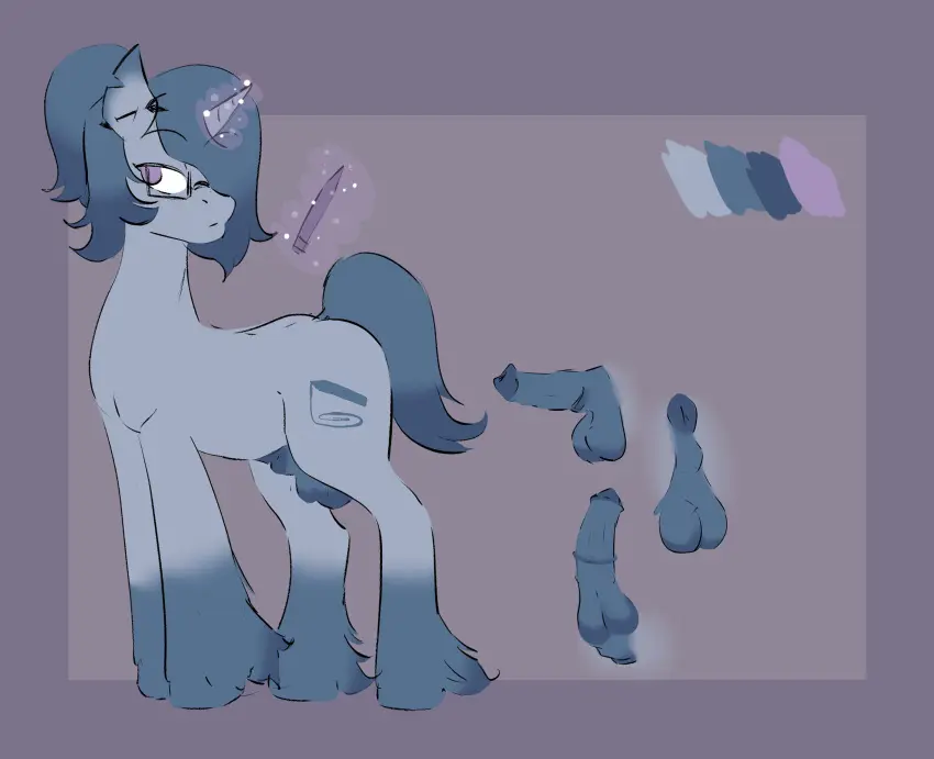 Image hi_res,solo,male,penis,erection,ponytail,hair,anthro,piercing,mythology,absurd_res,mammal,horn,ear_piercing,hasbro,my_little_pony,mythological_creature,feral,fan_character,equid,equine,horse,pony,unicorn,model_sheet,mythological_equine,lavenderscent