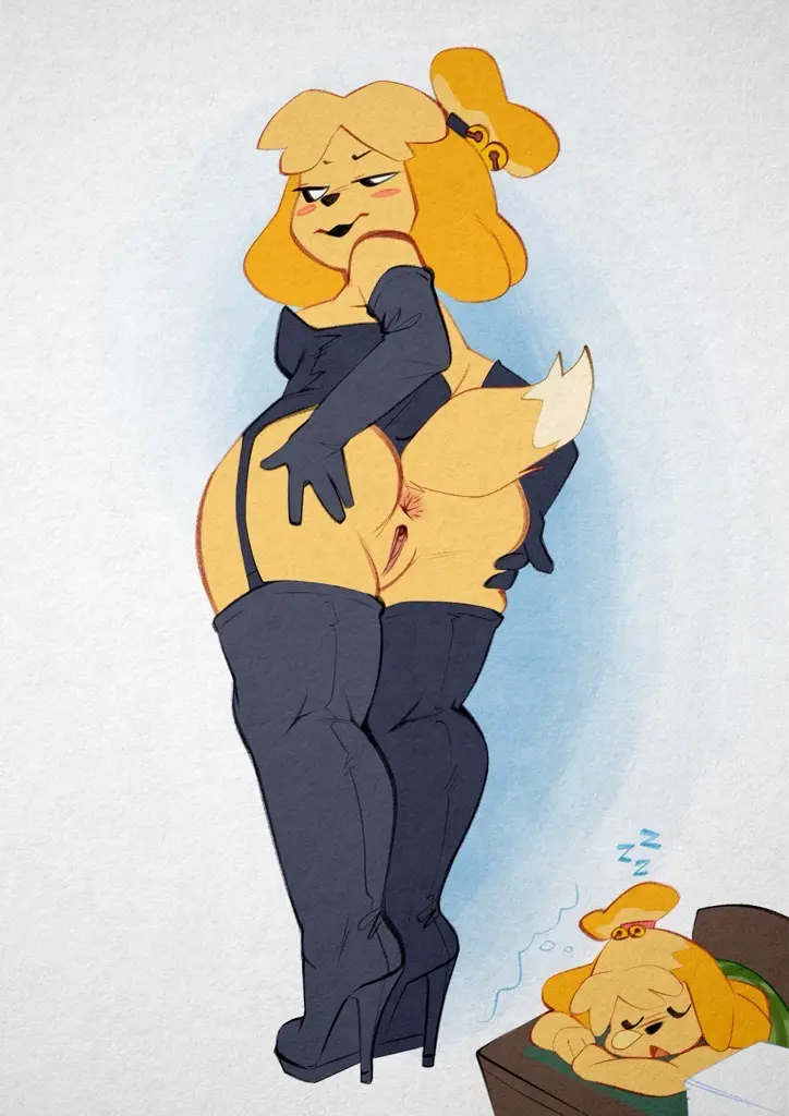 Image 1girls,blush,breasts,clothed,clothing,female,open_mouth,simple_background,solo,standing,elbow_gloves,gloves,pussy,tail,thighhighs,furry,ass,big_ass,bottom_heavy,thick_thighs,thighs,wide_hips,vagina,clothed_female,clothes,from_behind,hair,anthro,anus,blonde_hair,medium_breasts,spreading,closed_eyes,back,medium_hair,nintendo,high_heels,canine,domestic_dog,footwear,genitals,rear_view,yellow_body,yellow_fur,black_eyes,bottomless,ass_grab,lipstick,partially_clothed,animal_crossing,black_nose,isabelle_(animal_crossing),legwear,2024,legs_together,back_view,large_ass,yellow_hair,full_body,commission,topwear,handwear,hair_bun,sleeping,thought_bubble,black_clothing,black_lipstick,high_heel_boots,garter_straps,hands_on_ass,calves,dream,spread_ass,vulva,labia,snot_bubble,thigh_boots,blush_stickers,xu53r,hands_on_own_ass