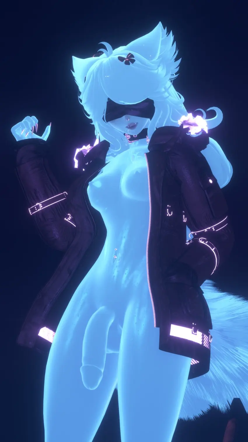 Image female,nipples,penis,1futa,futanari,intersex,areolae,piercing,green_skin,3d,green_hair,collar,flaccid,flaccid_penis,jacket,large_penis,green_body,green_nipples,slime,3d_model,slime_girl,nails,blindfold,blindfolded,slime_monster,jacket_only,jacket_open,vrchat,vrchat_avatar,vrchat_media,vrchat_model,transparent_body,vr_media,blindfolded_female,transparent_penis,transparent,content_creator,maxi_the_muse