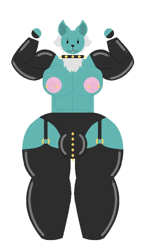 Image breasts,exposed_breasts,large_breasts,nipples,solo,white_hair,1boy,male,muscular,muscular_male,cat_ears,solo_focus,anthro,bulge,latex_clothing,cat_humanoid,feline,oc,solo_male,nipple_piercing,abs,anthro_focus,bulge_through_clothing,spikes,muscles,spiked_collar,dilf,latex_suit,exposed_nipples,teal_hair