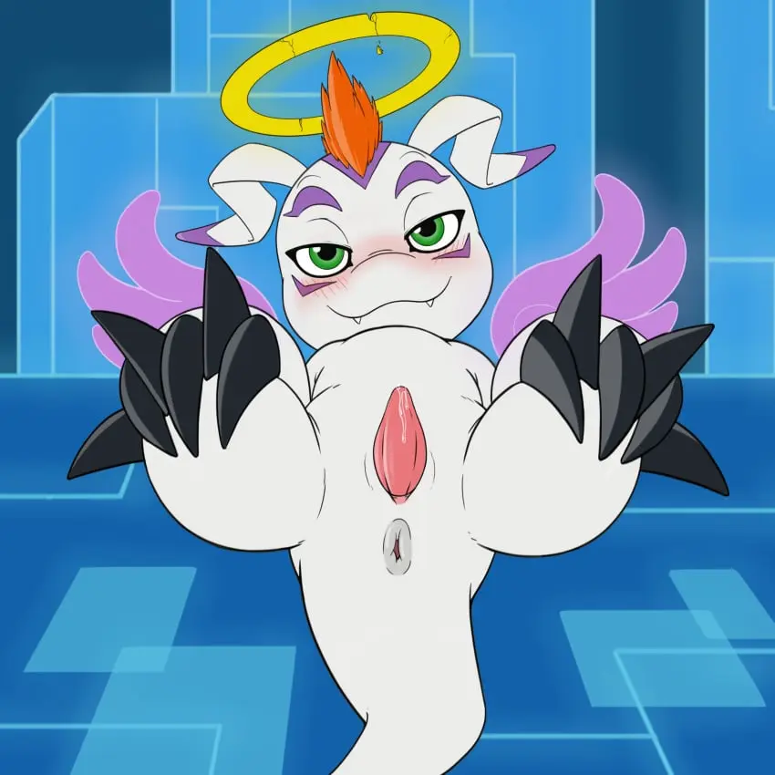 Image blush,hi_res,male,penis,tail,lying,on_back,erection,orange_hair,teeth,hair,anus,green_eyes,absurd_res,genital_fluids,bodily_fluids,genitals,multicolored_body,precum,claws,2024,white_body,purple_body,front_view,bandai_namco,digimon,digimon_(species),feral,white_tail,black_claws,pink_penis,iris,pupils,theoryofstrings,grey_anus,gomamon