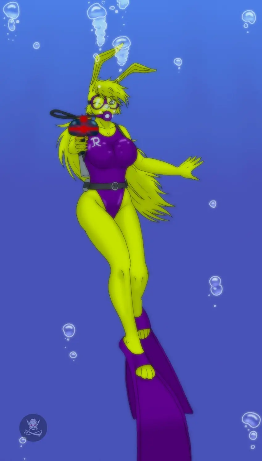 Image 1girls,breasts,female,solo,furry,water,ocean,huge_breasts,anthro,tagme,one-piece_swimsuit,swimsuit,anthro_only,weapon,rabbit,epic_games,gun,sea,underwater,swimming,scuba,scuba_gear,anthrokidnapper,laser_gun,swimming_fins,jazz_jackrabbit_(series),lori_jackrabbit,purple_one-piece_swimsuit
