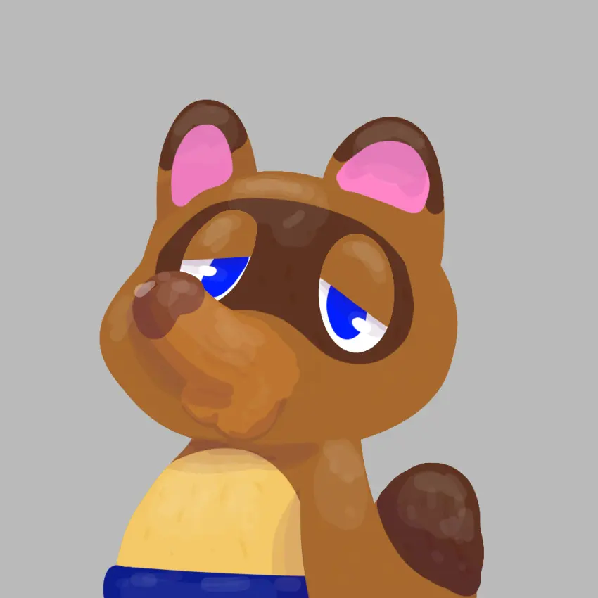Image simple_background,solo,blue_eyes,male,penis,digital_media_(artwork),anthro,what,nintendo,genital_fluids,bodily_fluids,canid,canine,fur,genitals,mammal,precum,animal_crossing,2024,tanuki,tom_nook,brown_fur,brown_body,raccoon_dog,unusual_anatomy,unusual_genitalia_placement,kitkiy