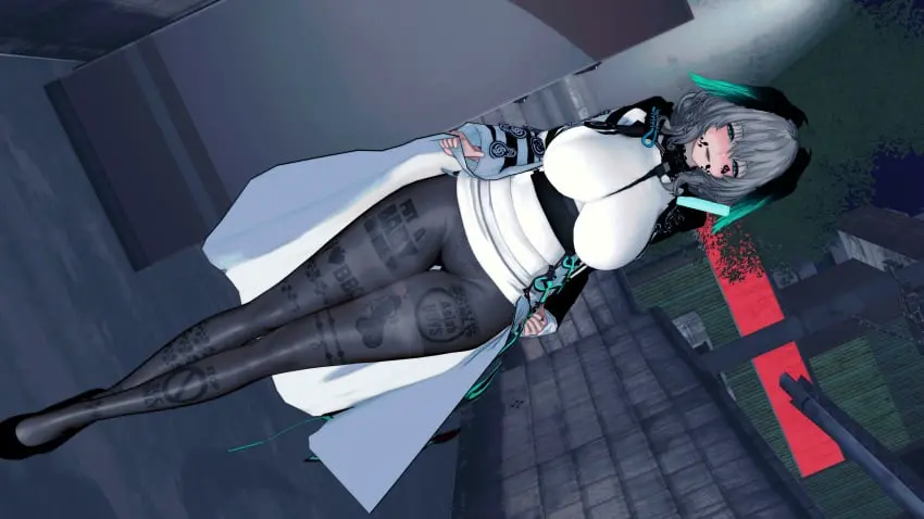 Image 1girls,big_breasts,breasts,female,smile,pleasure_face,arknights,tattoo,censored,3d,public,qos,queen_of_spades,pantyhose,head_wings,wings_on_head,cuckolding,ho'olheyak_(arknights)