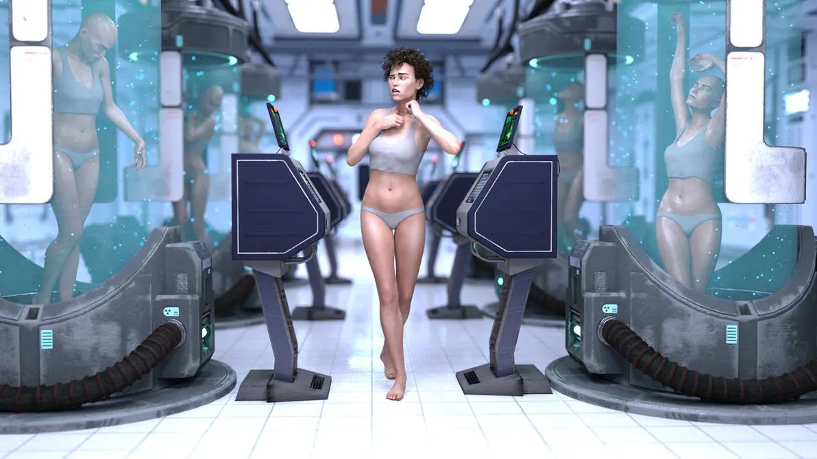 Image female,black_hair,multiple_girls,panties,3d,crop_top,6+girls,clone,grey_panties,alien_(franchise),ironclawroo,ellen_ripley