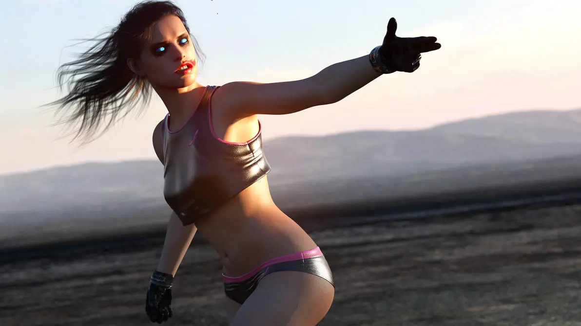 Image 1girls,female,black_gloves,gloves,panties,underwear,midriff,original,3d,crop_top,ironclawroo