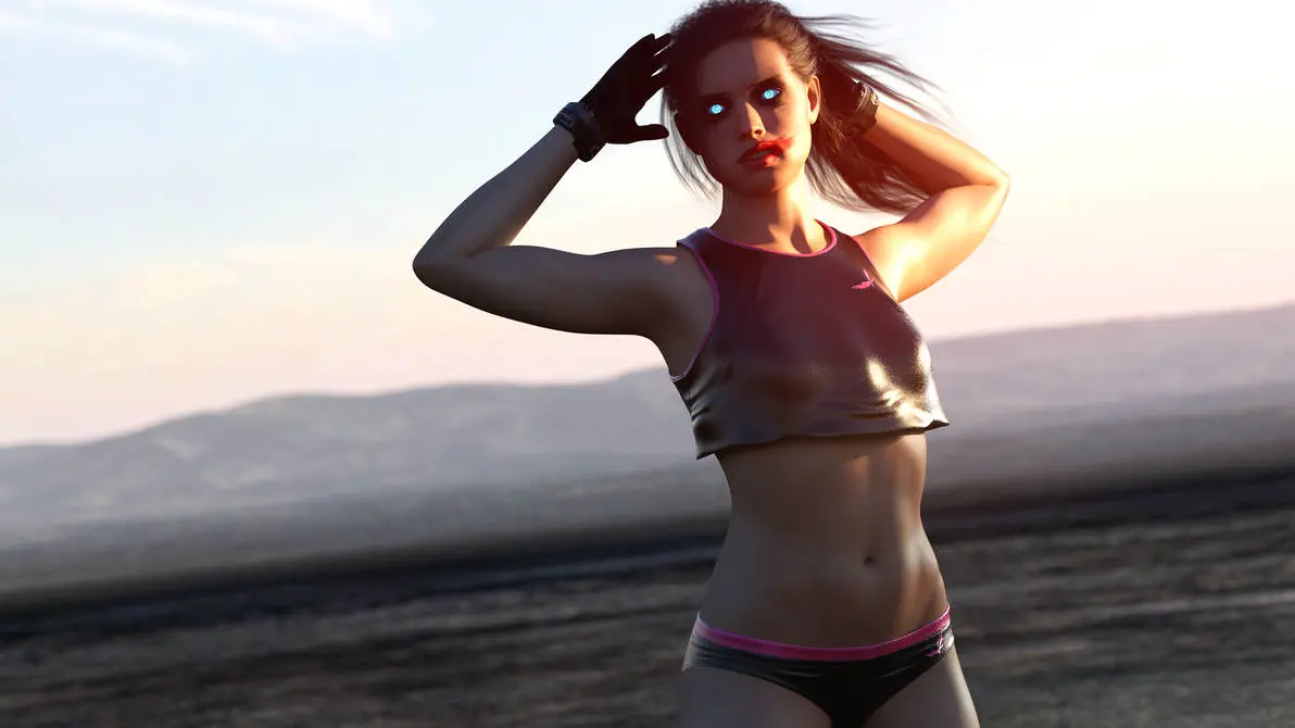 Image 1girls,female,black_gloves,gloves,panties,underwear,midriff,original,3d,black_panties,crop_top,ironclawroo