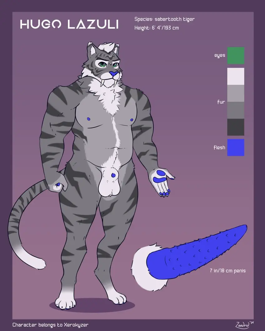 Image hi_res,nipples,solo,standing,white_hair,male,penis,erection,muscular,muscular_male,feet,teeth,balls,hair,anthro,text,green_eyes,absurd_res,fur,genitals,grey_body,grey_fur,mammal,multicolored_body,multicolored_fur,two_tone_body,two_tone_fur,muscular_anthro,paws,blue_nipples,fangs,english_text,5_fingers,2024,white_body,fingers,front_view,signature,toes,animal_genitalia,animal_penis,sheath,penis_tip,white_fur,blue_penis,felid,humanoid_hands,stripes,pawpads,4_toes,hindpaw,feline_genitalia,feline_penis,model_sheet,sabertooth_(anatomy),striped_body,striped_fur,color_swatch,penile_spines,musclegut,blue_pawpads,saber-toothed_tiger,blue_nose,zendrid,hugo_lazuli