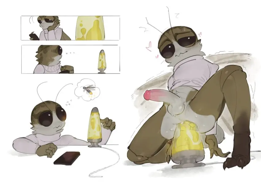 Image blush,white_background,1boy,male,penis,male_only,yaoi,tagme,riding,gay,bottomless,dildo,non-human,toony_face,dildo_in_ass,gay_male,kogito,non-human_only,lamp,moth,riding_dildo,that_must_hurt!,moth_boy