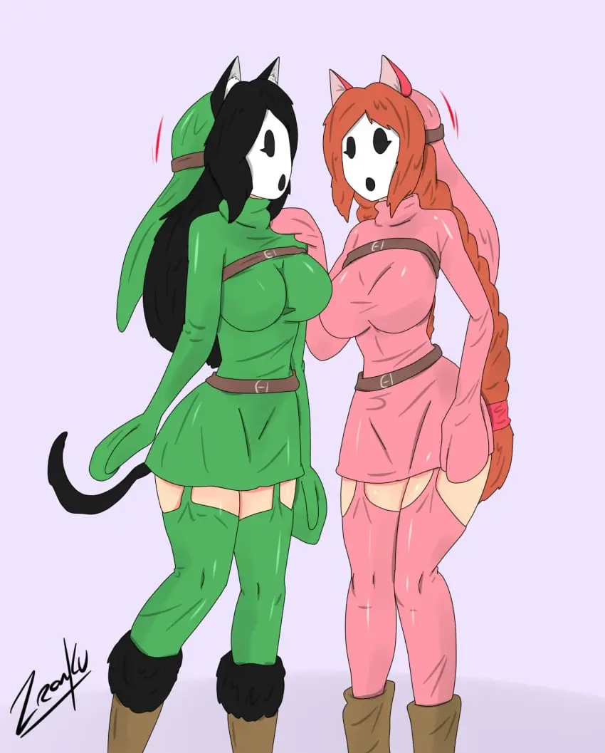 Image female,female_only,black_hair,multiple_girls,cat_ears,cat_girl,orange_hair,tagme,original,cat_tail,mario_(series),nintendo,femsub,transformation,femdom,mask,shy_gal,post_transformation,zronku,shygalization,hypnotized_hypnotist,kya_(nazwa),viltai_(viltai)