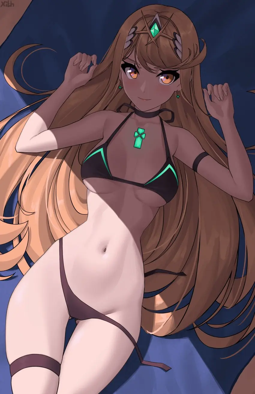 Image 1girls,blush,breasts,female,female_only,highres,light-skinned_female,light_skin,long_hair,looking_at_viewer,solo,yellow_eyes,lying,bikini,female_focus,beach,smiling,smiling_at_viewer,belly,belly_button,shadow,solo_female,2d,blonde_hair,medium_breasts,swimsuit,mature_female,nintendo,hourglass_figure,black_bikini,sand,2d_(artwork),core_crystal,xenoblade_(series),xenoblade_chronicles_2,high_resolution,thong,mature,front_view,day,summer,thong_bikini,two_piece_swimsuit,mythra,lying_on_back,x_xith_x