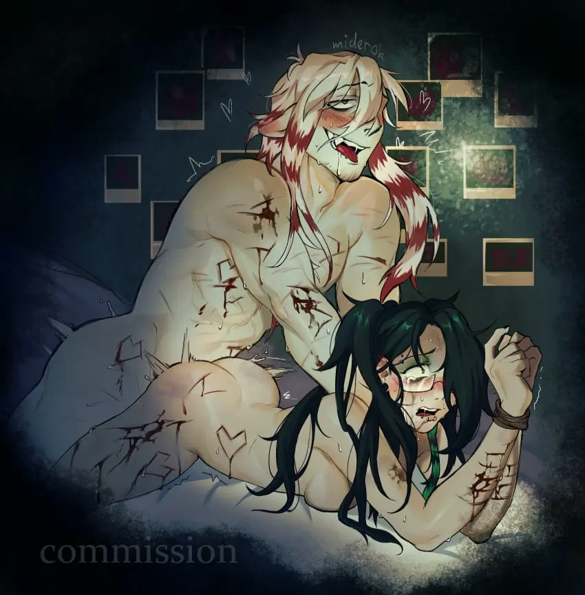 Image 1girls,female,1boy,male,doggy_style,male/female,original_character,asphyxiation,rape,tied_up,tears,non-human,dubious_consent,commission,choking,yandere,cuts,sadism,nonconsensual,stalker,broken_colors,damon_(broken_colors),laceration,male_yandere,miderok