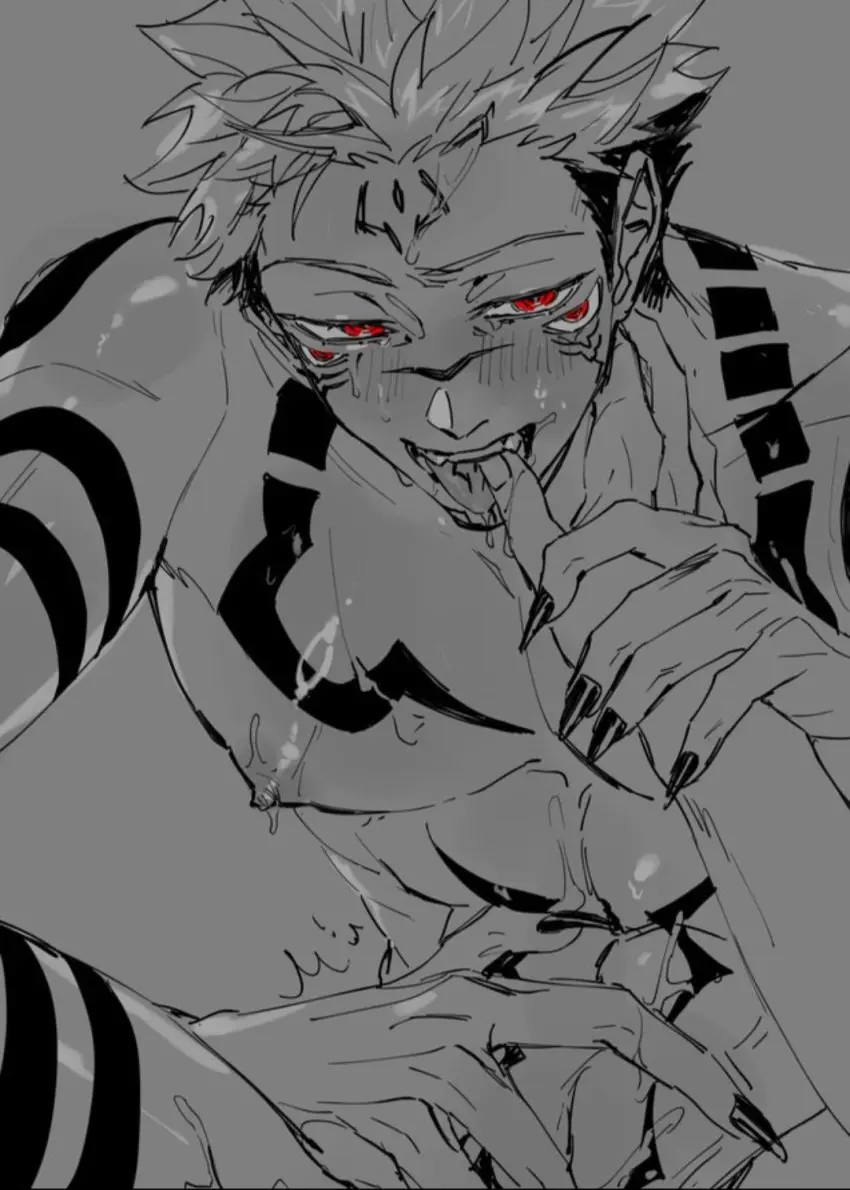Image 1boy,male,yaoi,gay,abs,fingers,fingers_in_mouth,gay_male,jujutsu_kaisen,itadori_yuuji,ryoumen_sukuna_(jujutsu_kaisen),azukiharuta_ju